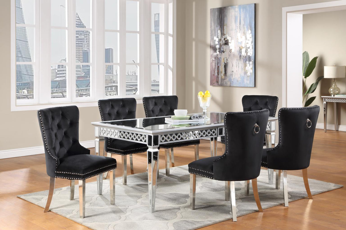 Silver 5-Piece Dining Set Black