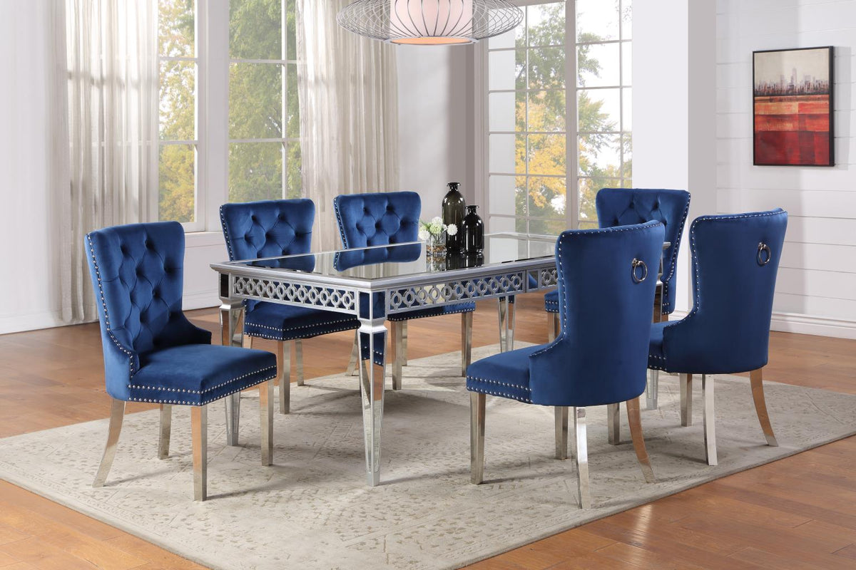 Silver 7-Piece Dining Set Pink