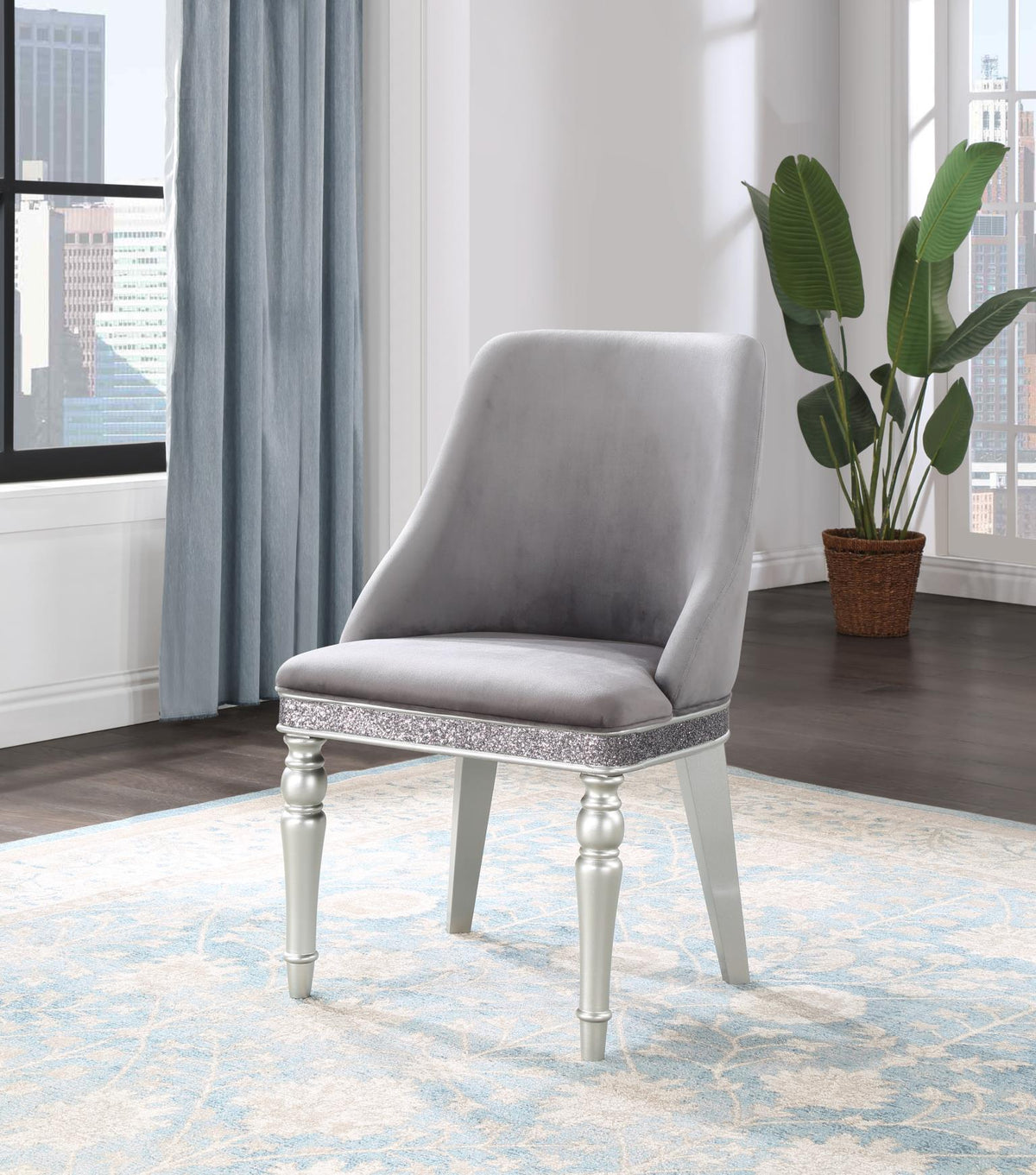 Silver Shimmer Oval Dining Table