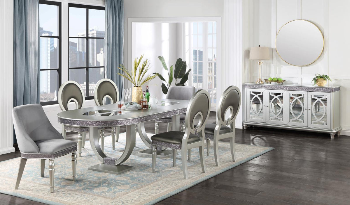 Silver Shimmer Oval Dining Table
