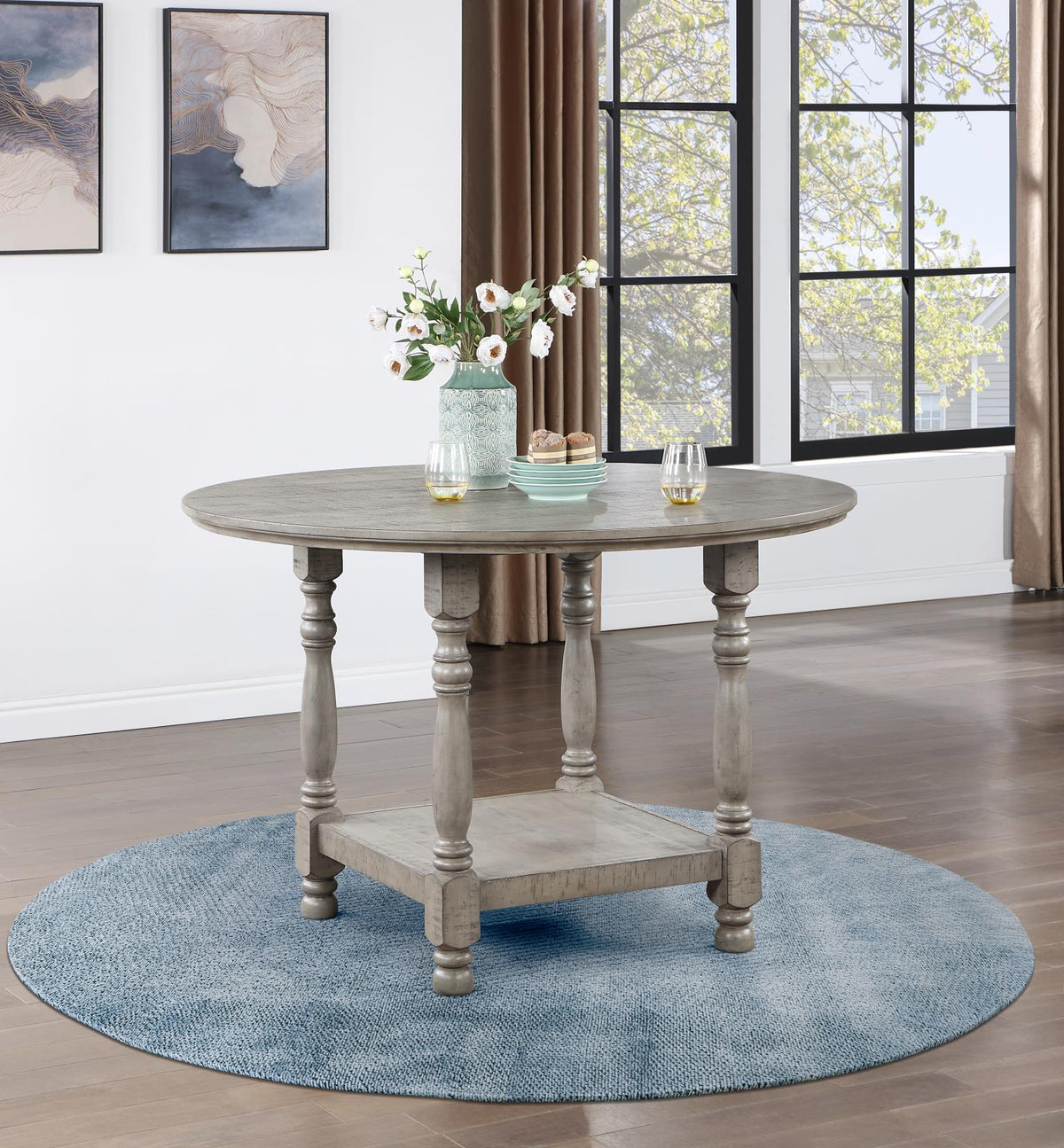 Gray Round Counter Height 5-Piece Dining Set