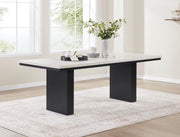 Black/Ivory Melamin Rectangular Dining Table