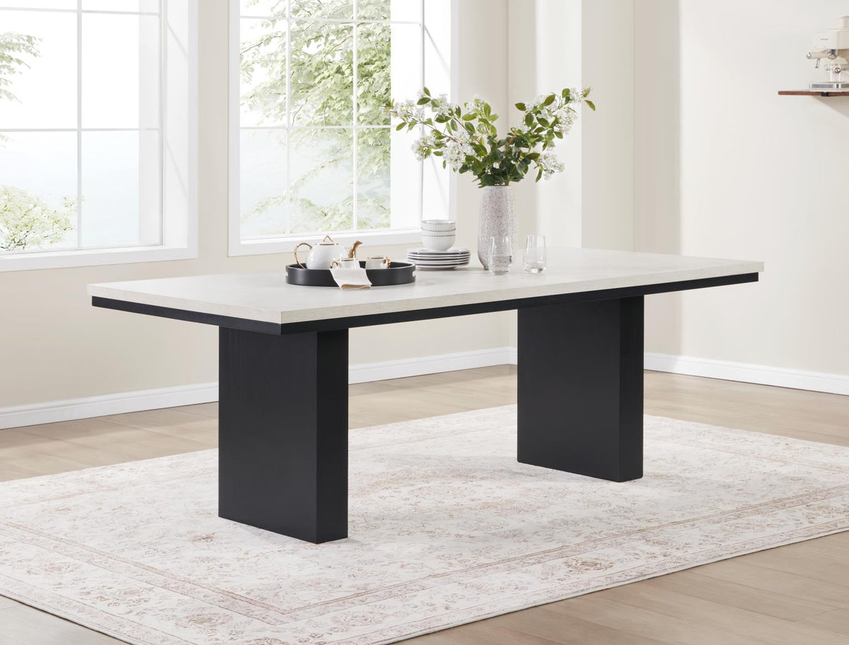 Black/Ivory Melamine Rectangular 7-Piece Dining Set
