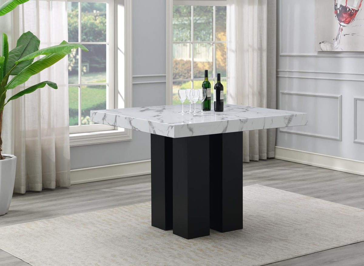 5-Piece Dining Set Black Leather D130