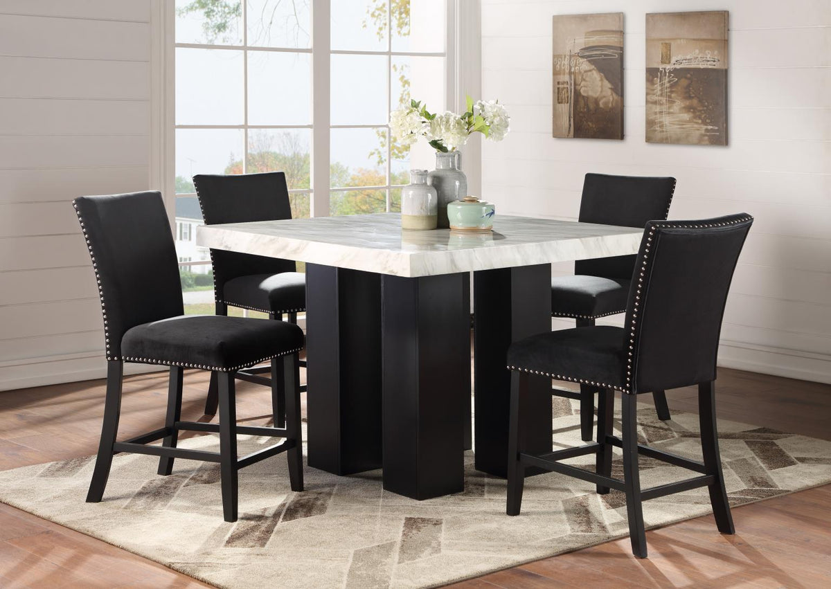 5-Piece Dining Set Silver Leather D130