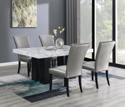 5-Piece Dining Set Silver Leather D131