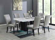 7-Piece Dining Set Silver Leather D131