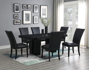 7-Piece Dining Set Black Leather D133