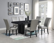 7-Piece Dining Set Silver Leather D133