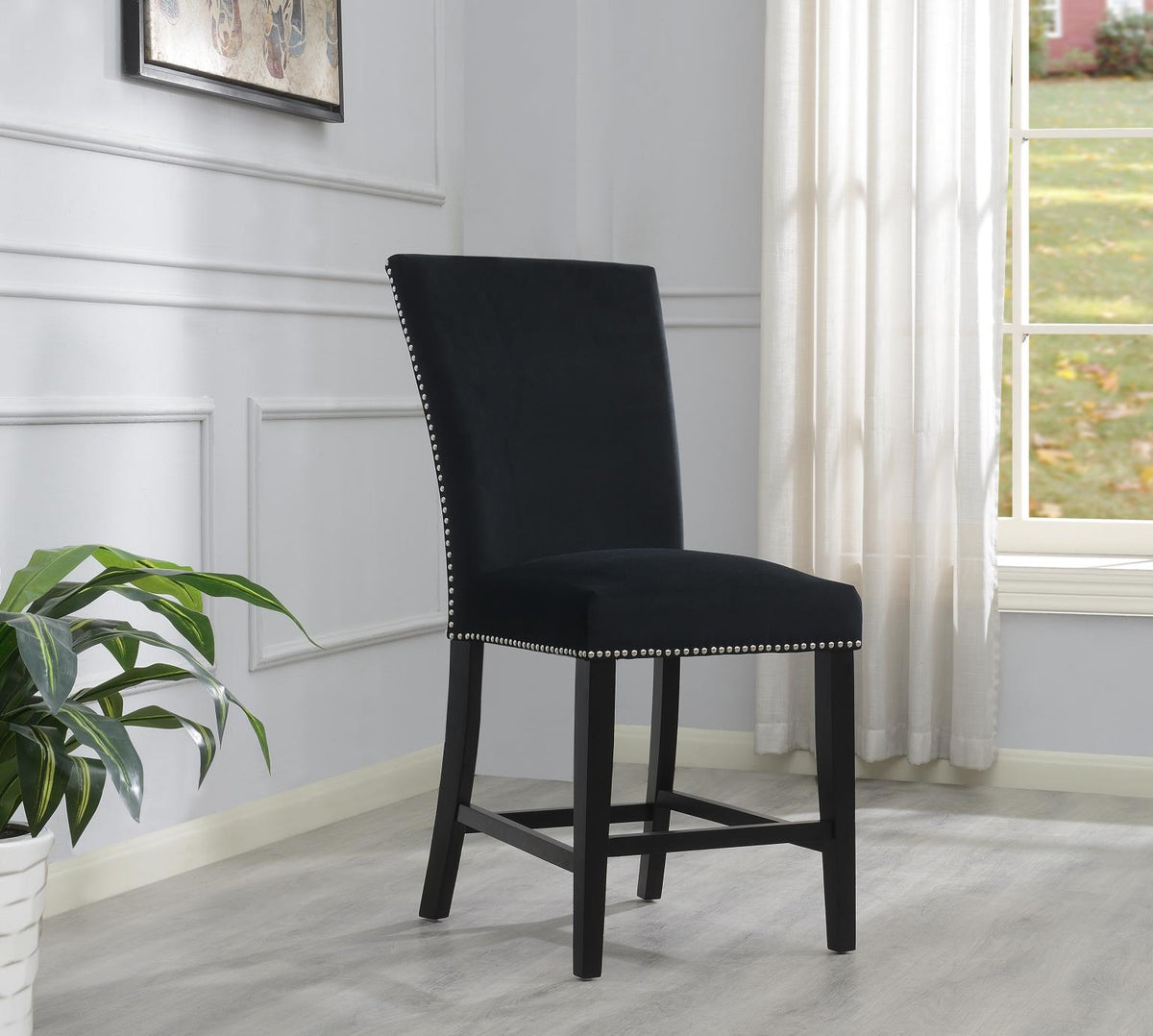 Black Velvet Counter Chair