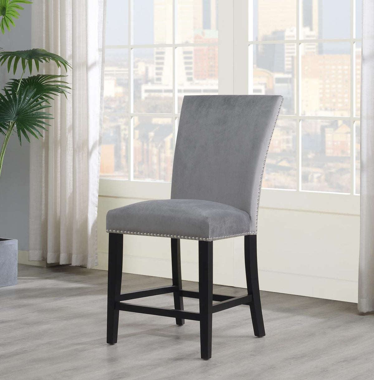 Gray Velvet Counter Chair