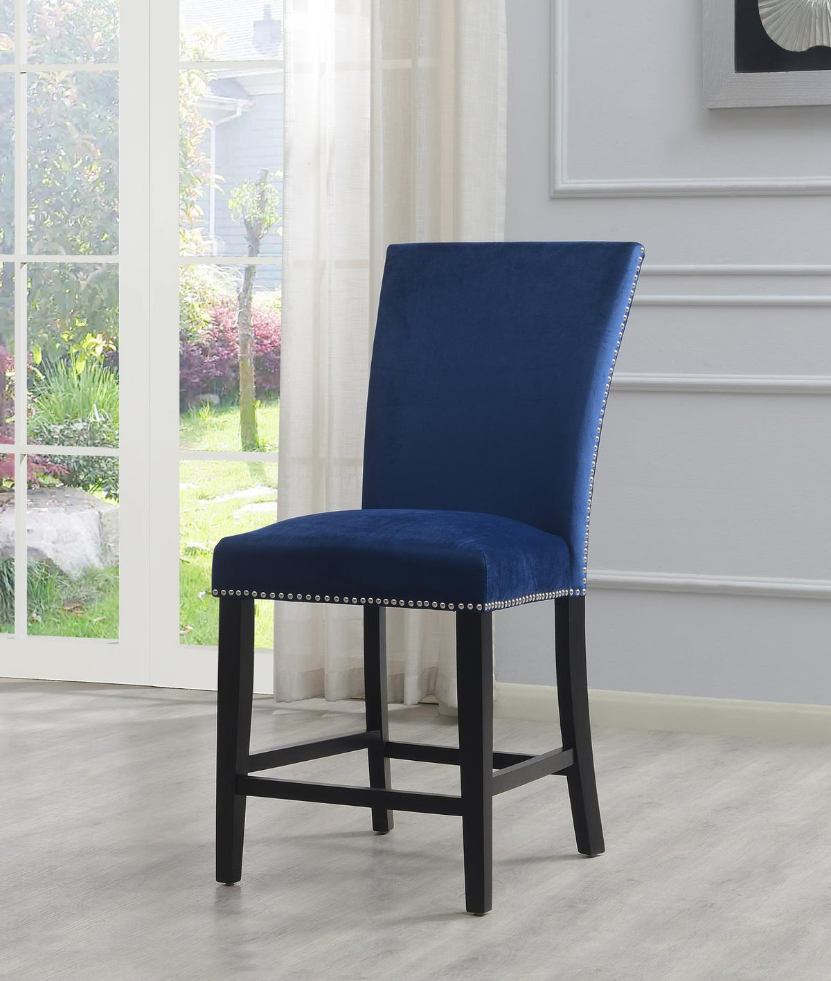 Blue Velvet Counter Chair