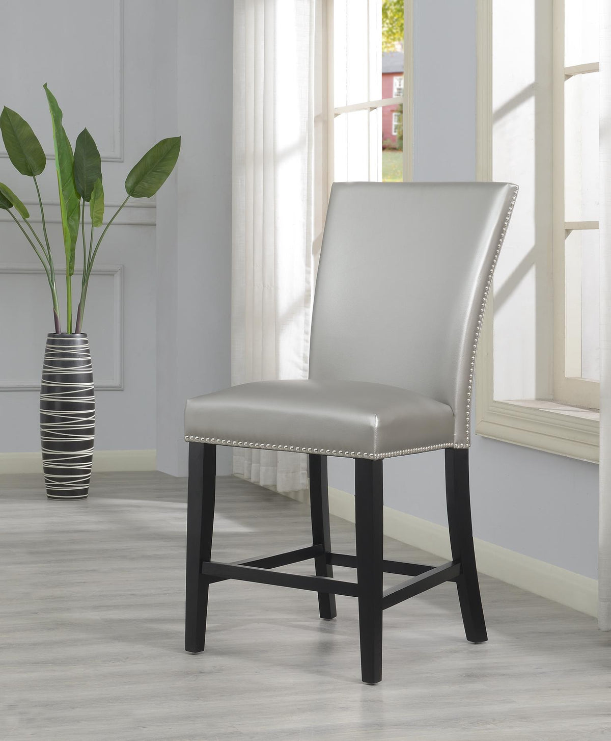 Silver PU Counter Chair