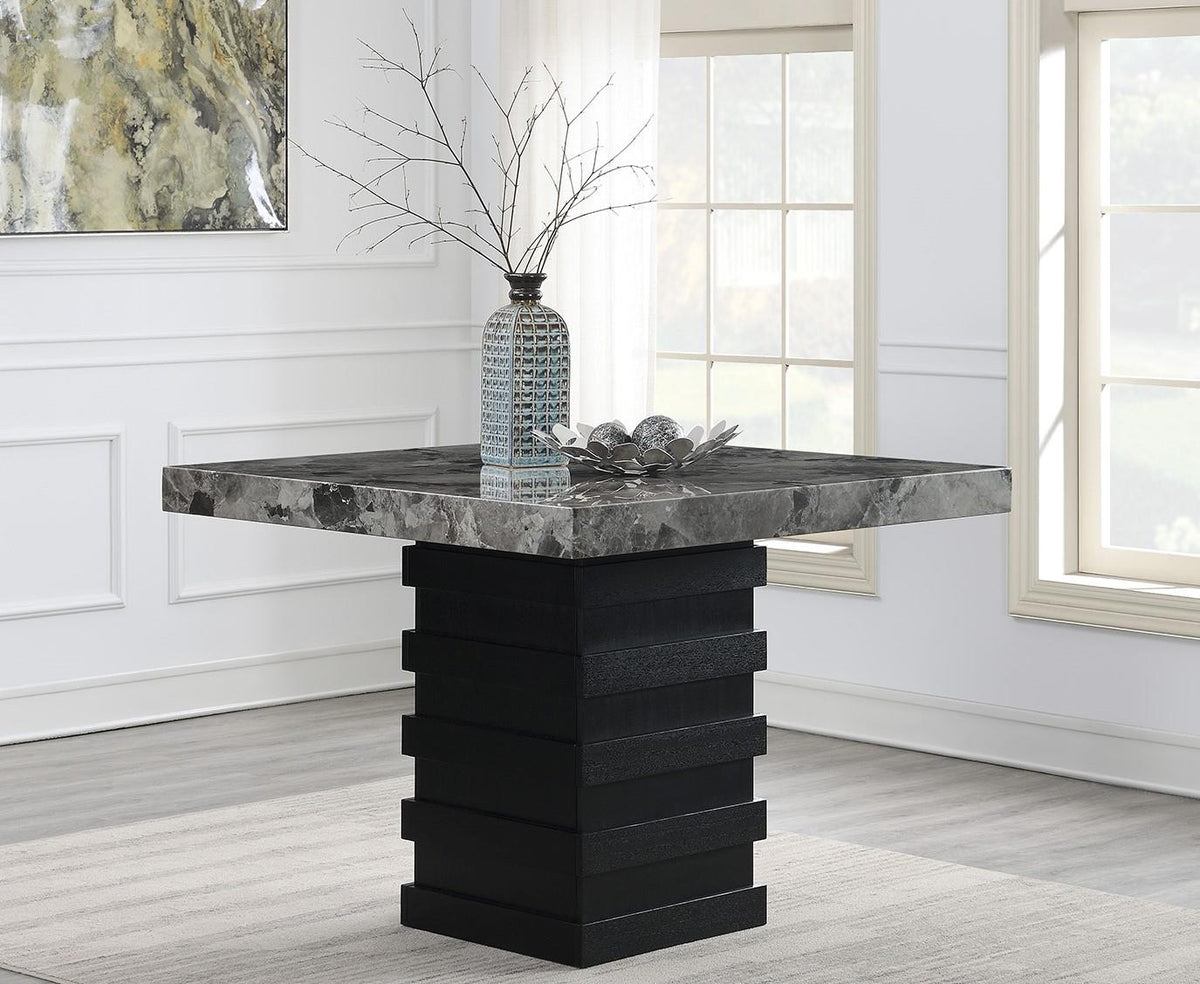 5-Piece Dining Set Black Leather D136