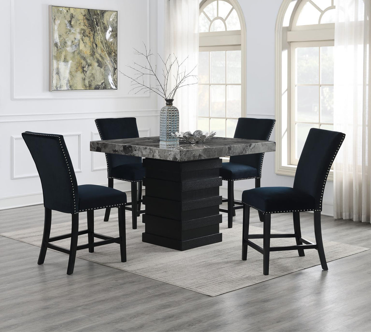 5-Piece Dining Set Black D136