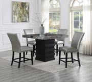 5-Piece Dining Set Silver Leather D136