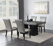 5-Piece Dining Set Silver Leather D137