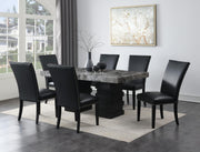 7-Piece Dining Set Black Leather D137