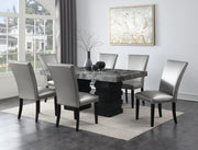 7-Piece Dining Set Silver Leather D137