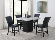 5-Piece Dining Set Black Leather D138