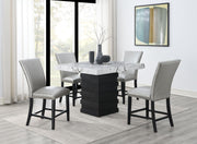 5-Piece Dining Set Silver Leather D138