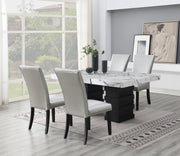5-Piece Dining Set Silver Leather D139