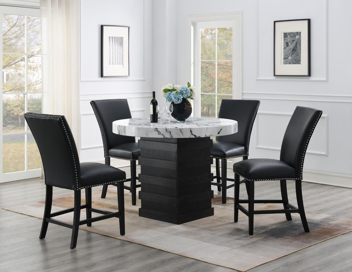 5-Piece Dining Set Black Leather D141