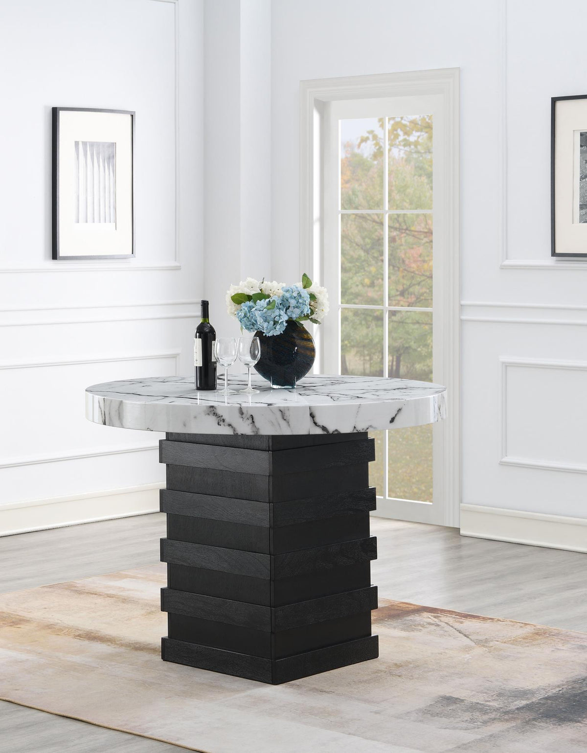 5-Piece Dining Set Black Leather D141