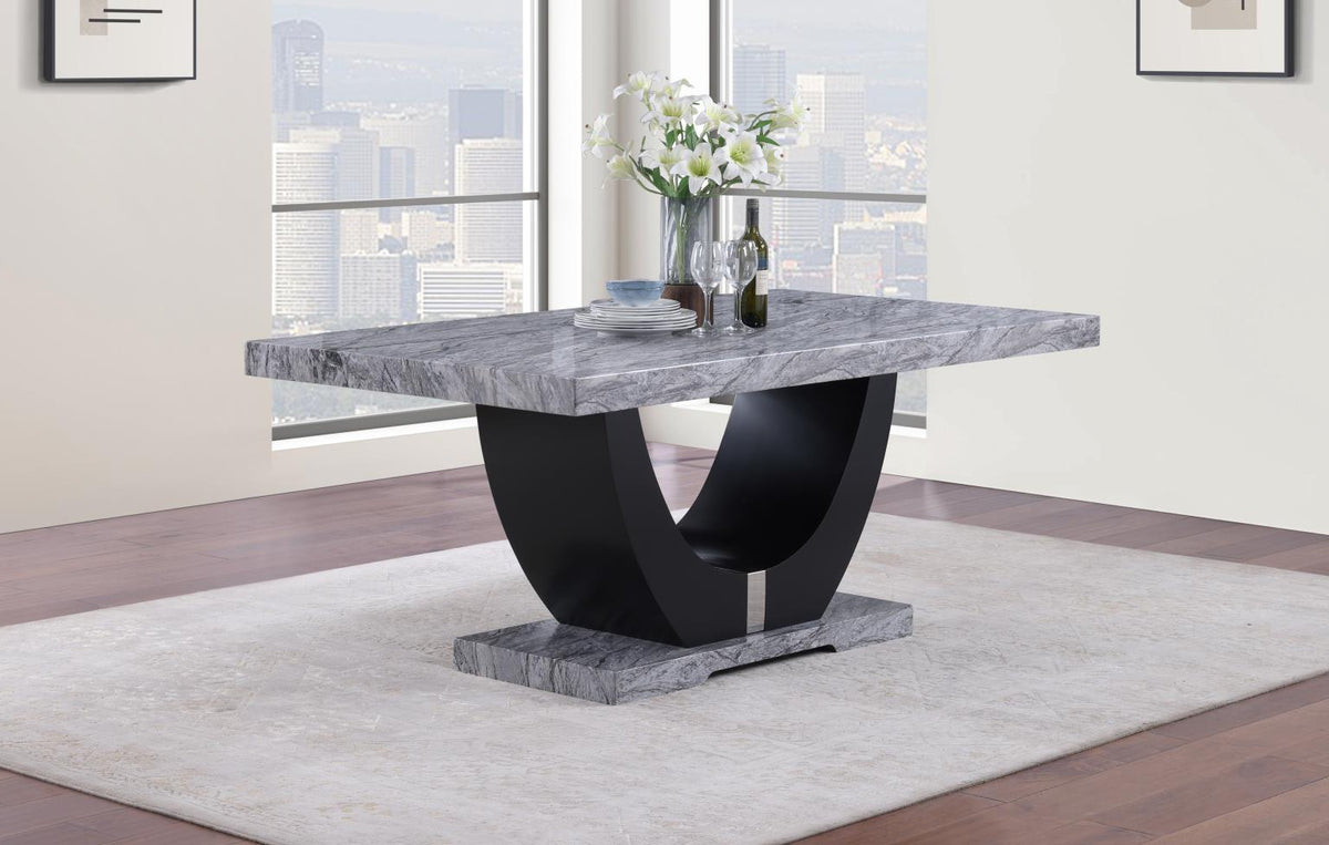 Gray Faux Marble 5-Piece Dining Set