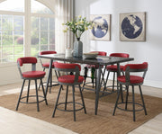 7-Piece Dining Set Red D208