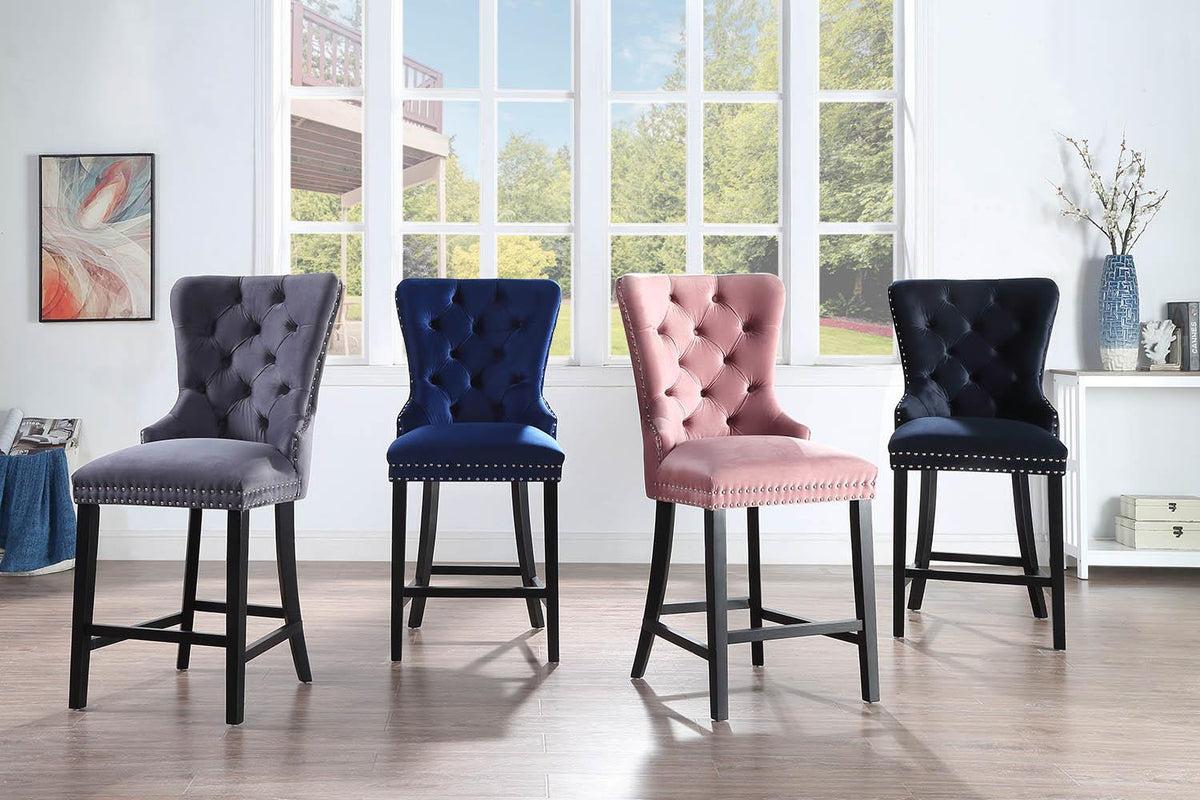 Dark Gray Velvet Counter Chair
