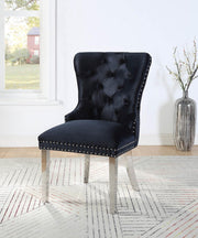 Black Velvet Dining Side Chair with Chrome Legs