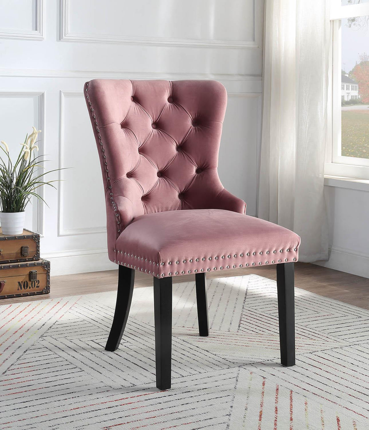 Pink Velvet Dining Side Chair