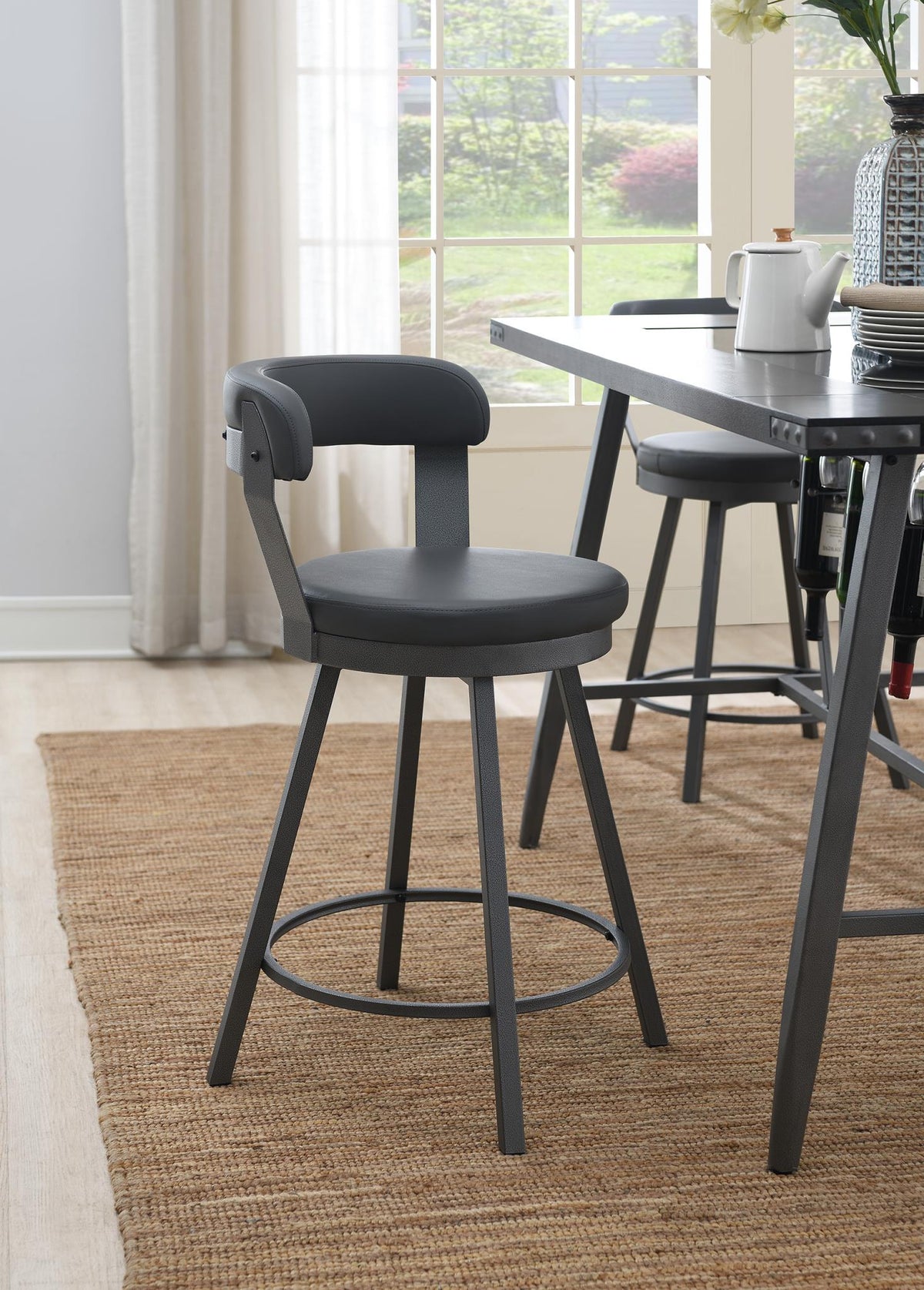 Black Counter Height 7-Piece Dining Set Gray