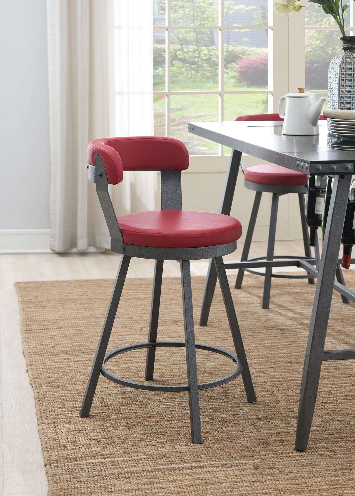 Black Counter Height 7-Piece Dining Set Red