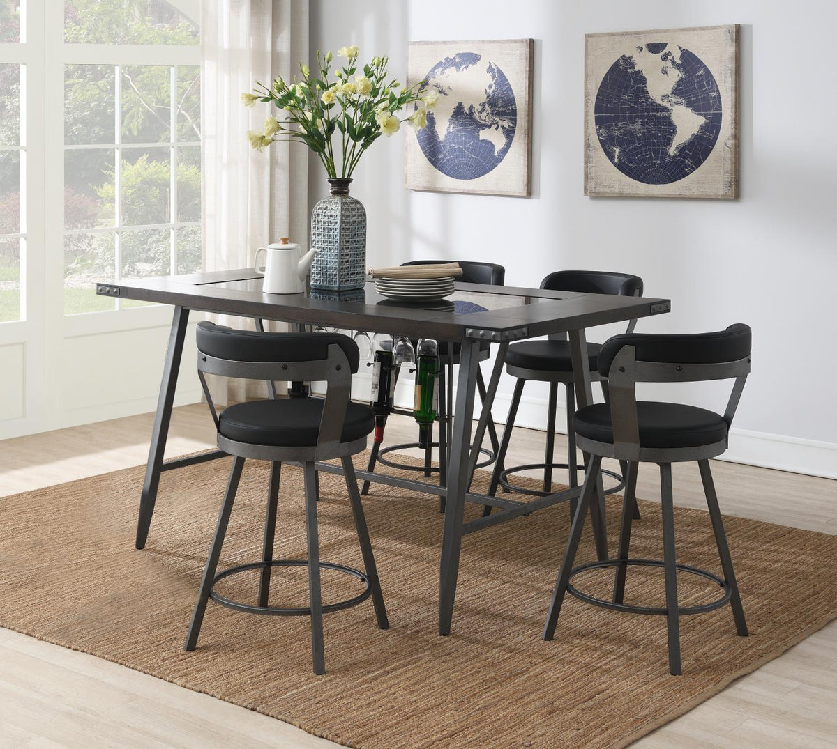 5-Piece Dining Set Black D208