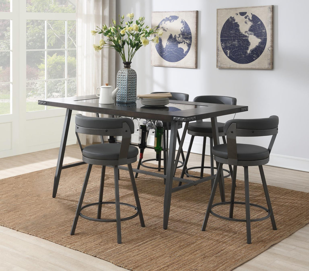 5-Piece Dining Set Gray D208