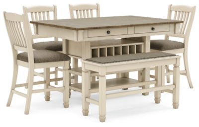 Bolanburg Counter Height Dining Table and 4 Barstools and Bench