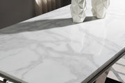 White Marble Rectangular Dining Table Top Only
