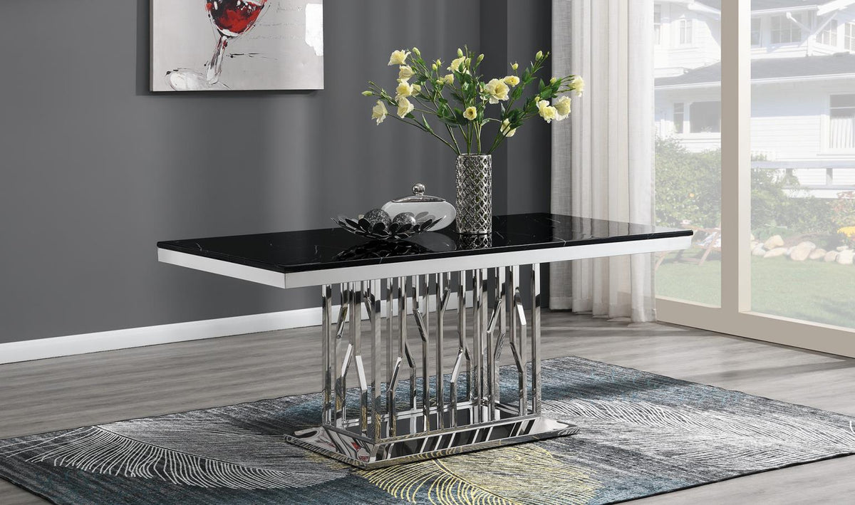 7-Piece Dining Set Black Velvet Gry G081