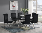 7-Piece Dining Set Black Velvet Blk G081