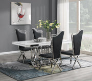 5-Piece Dining Set White Leather G081
