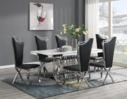 7-Piece Dining Set White Leather G081
