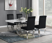 5-Piece Dining Set White Velvet Blk G081