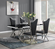5-Piece Dining Set Black Leather G081