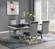 5-Piece Dining Set Black Velvet Gry G081