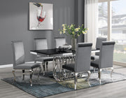 7-Piece Dining Set Black Velvet Gry G081