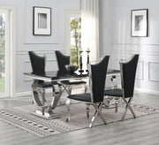 5-Piece Dining Set Black Leather G082