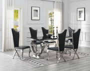 7-Piece Dining Set Black Leather G082