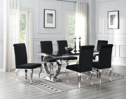 7-Piece Dining Set Black Velvet Blk G082